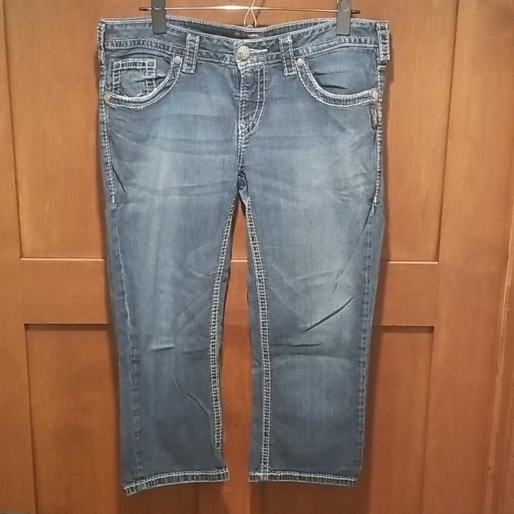 Silver women's Aiko jean capris